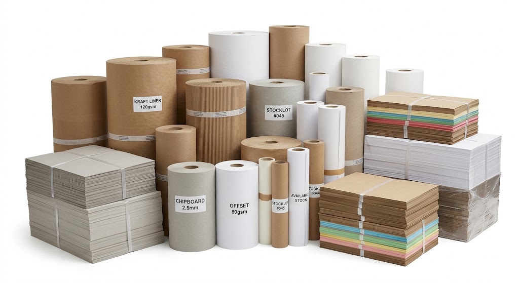 Paper stocklots in a warehouse